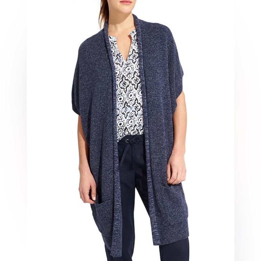 Athleta Daylight Sweater Vest Long Cardigan, S/M Navy Blue Free Size Cozy EUC